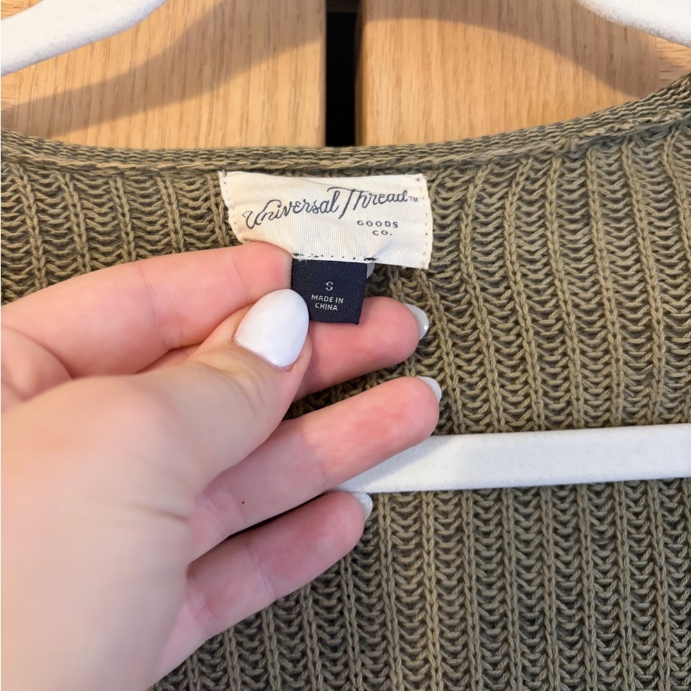 Universal Thread Olive Open-Front Ribbed Cardigan - Picture 2 of 2